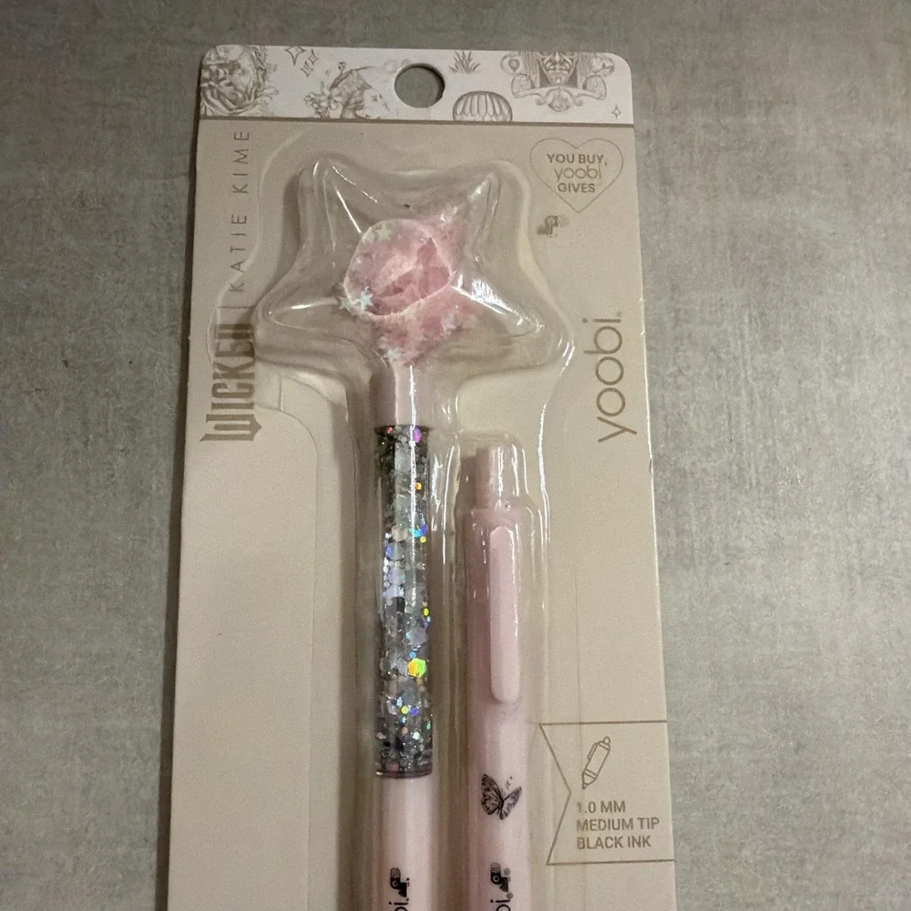 Glinda wand Yoobi Wicked Glitter Tube Ballpoint Pens Glitter 2 Pack